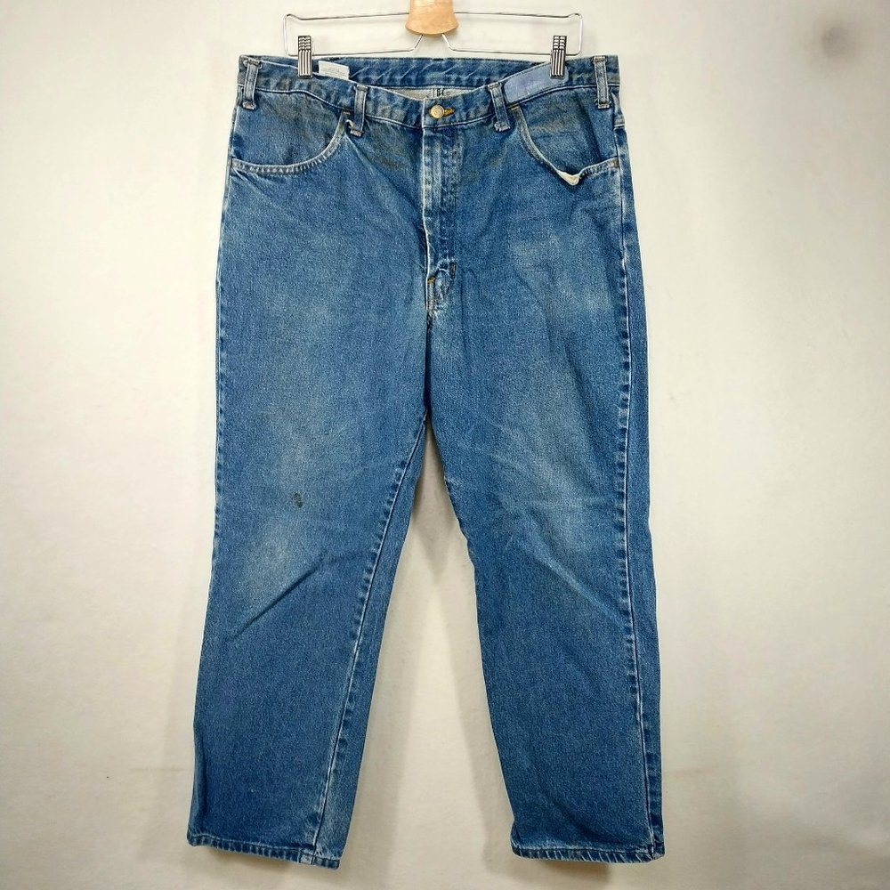 Workrite FR Jeans Mens 36x30 Blue Heavy Denim Workwear Westex 2112 CAT 2 Cotton